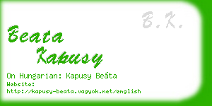 beata kapusy business card
