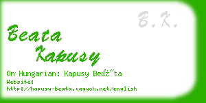 beata kapusy business card